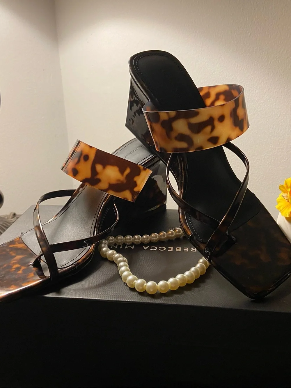 Rebecca Minkoff Tortoiseshell Patterned Wedge Sandals